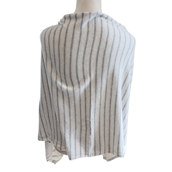 Hannah Rose Open Front Button Cardigan Topper Striped 95% Cotton 5% Cashmere OS - Picture 8 of 8